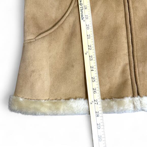 Mackintosh Faux Suede Shearling Hooded Jacket Size M Y2K Cozy Western Cabincore - Picture 9 of 11